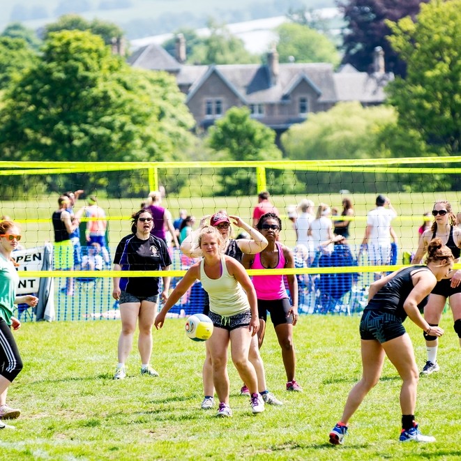 The sun was shining at the Scottish Volleyball Championships 2016 on the North Inch in Perth, UK.