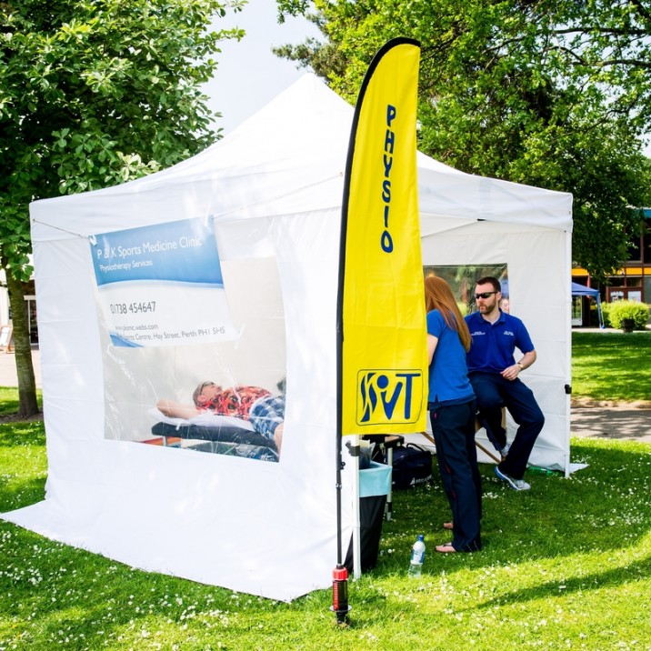 The physio tent on the North Inch was on hand for any aches and pains for the players and participants.