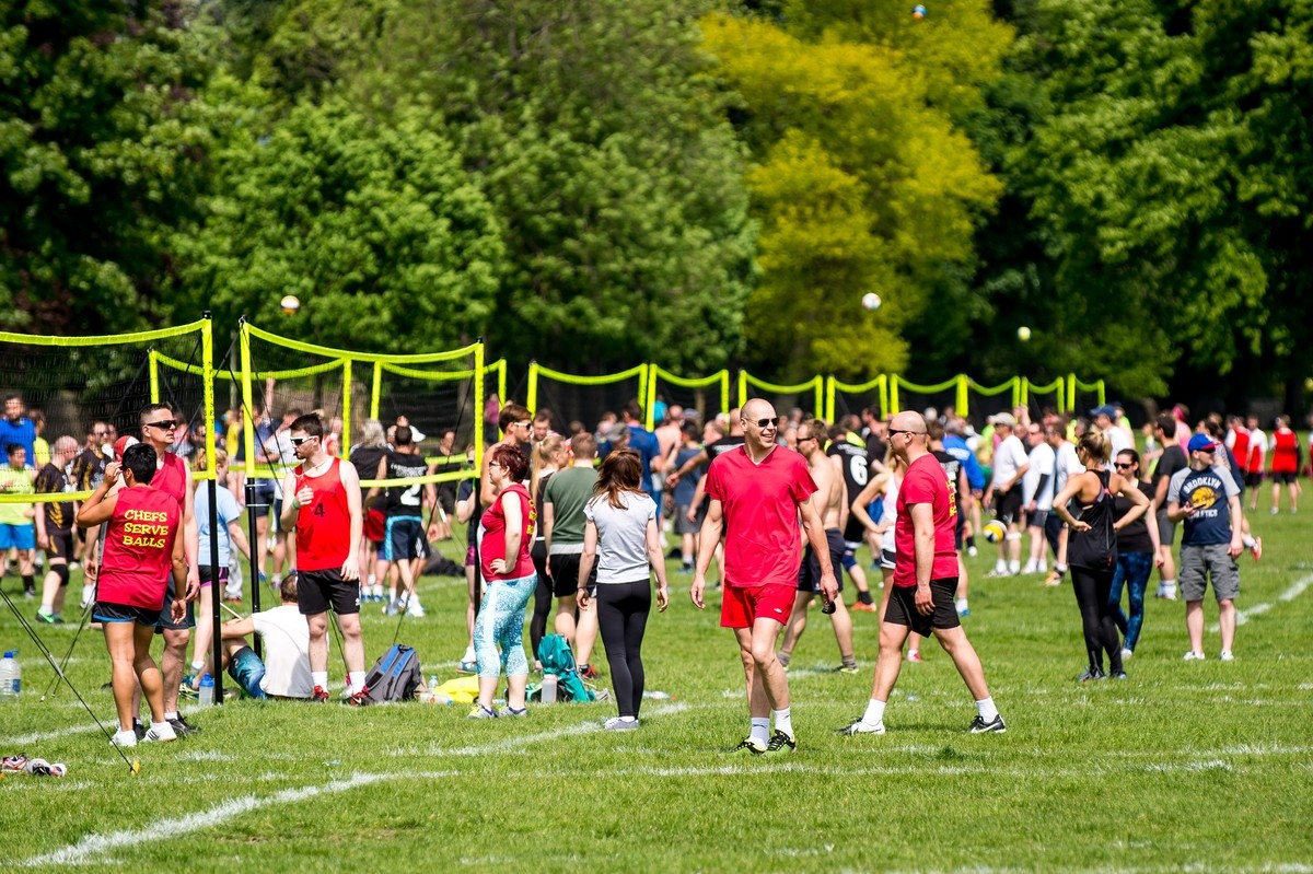 There were lots of nets on the North Inch for the volleyball teams to play on.