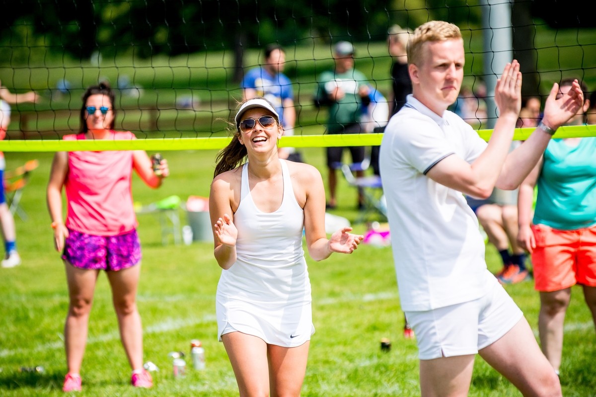 Everyone was having a great time in the sunshine at the Scottish Open Volleyball Championships at the North Inch in Perth.