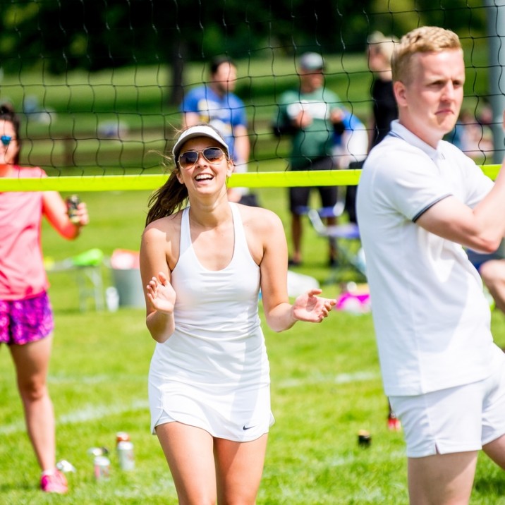 Everyone was having a great time in the sunshine at the Scottish Open Volleyball Championships at the North Inch in Perth.