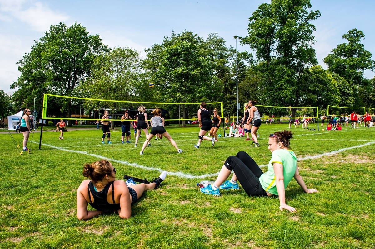 People were lazing in the sun to watch the Scottish Open Volleyball Championships at the North Inch in Perth.