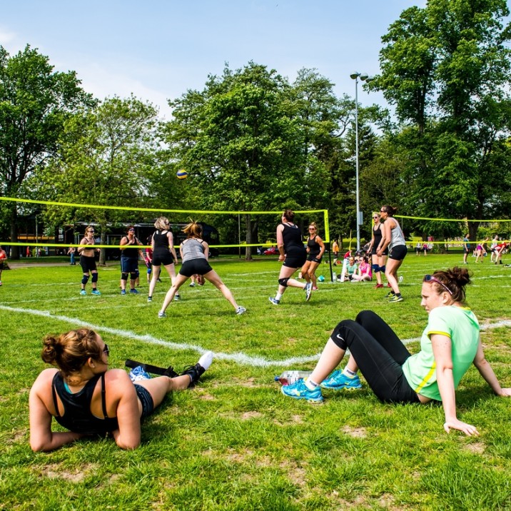 People were lazing in the sun to watch the Scottish Open Volleyball Championships at the North Inch in Perth.