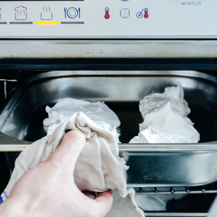 fresh deliciously sweet meringues just out of the overn for the special pavlova with Perthshire berries