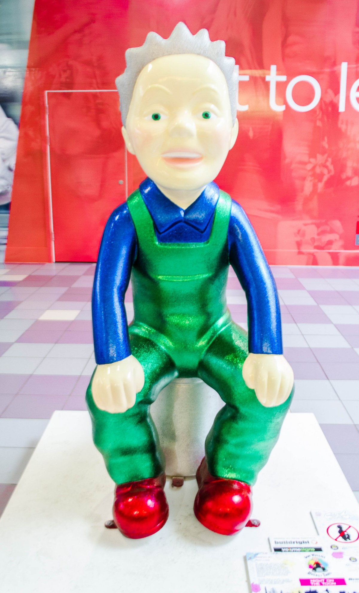 Camp Glitzy Oor Wullie with green dungees on by John Carr. Usually Oor Wullie is rather scruffy, and John wanted to see what hed look like blitzed up a bit!