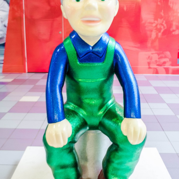 Camp Glitzy Oor Wullie with green dungees on by John Carr. Usually Oor Wullie is rather scruffy, and John wanted to see what hed look like blitzed up a bit!