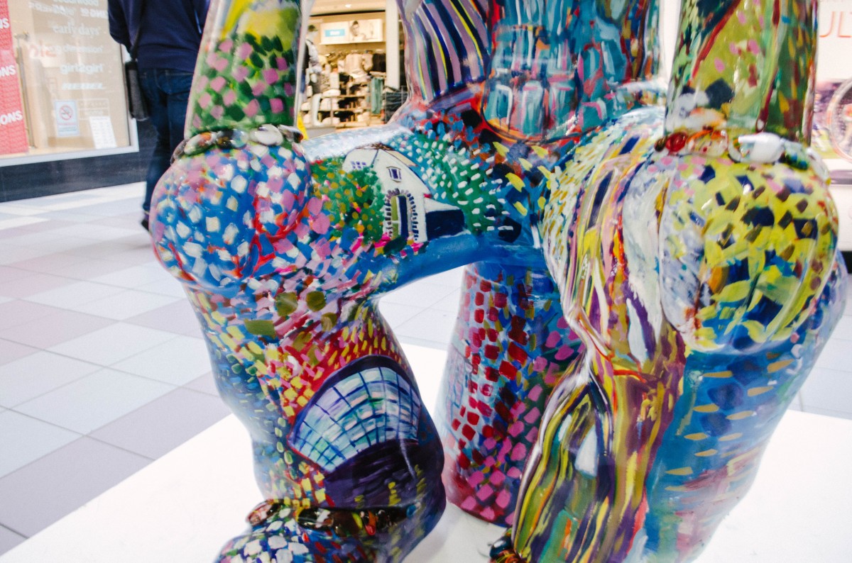 GG in St Johns shopping Centre by Grays School of art graduate Shelagh Swanson. Shelaghs Wullie is a celebration of Scotlands most iconic Architecture and Design in honour of 2016 being Scotlands Year of innovation, Architecture and Design.
