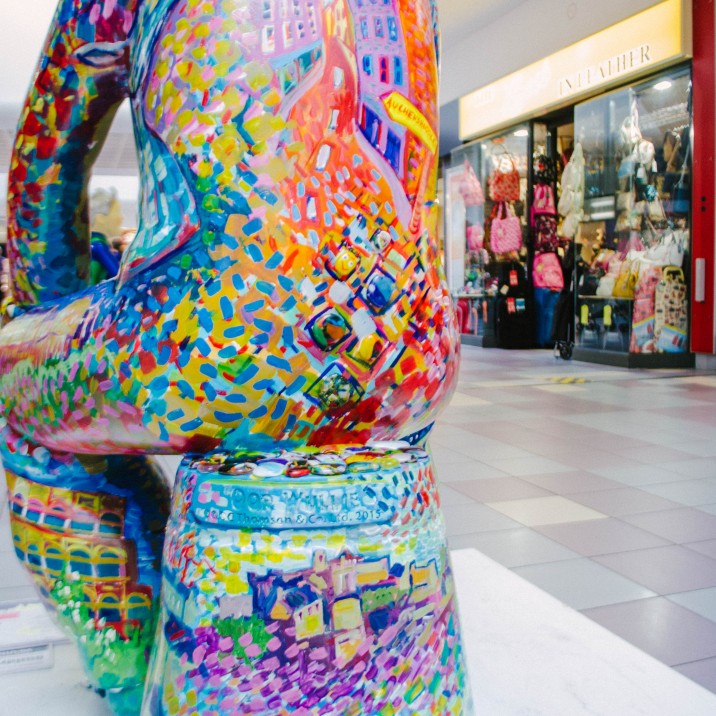 This Oor Wullie is a multi coloured explosion.  Have you spotted this one in the St Johns Centre.
