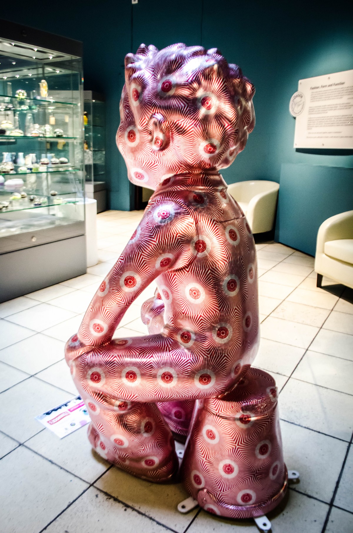 This Oor Wullie by Robert Mach looks like it is glowing as it sits in Perth Museum and Art Gallery.  The shiny Tunnocks Tea Cake wrappers that it's guilded in make it appear illuminated.
