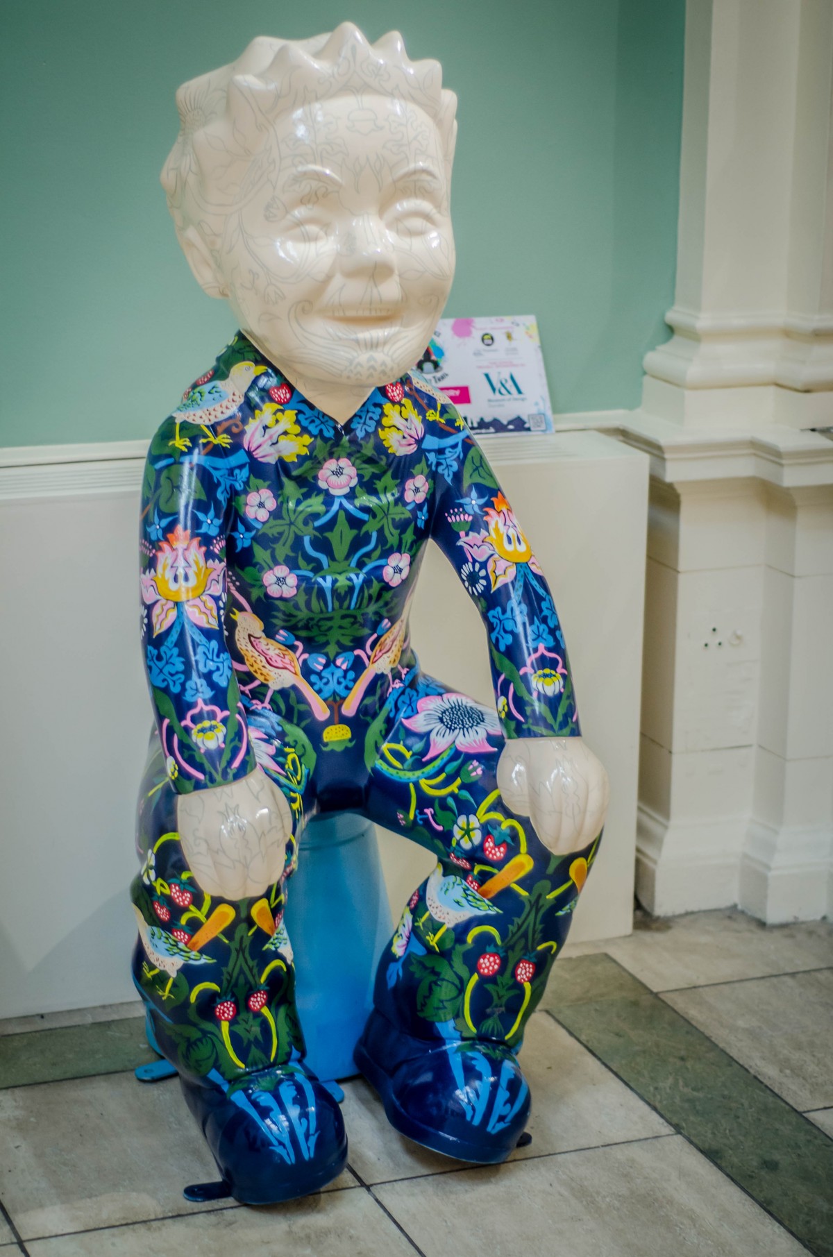 strawberry thief" By Ellen Brown
Freelance computer game artist and graphic designer Ellen Brown created this Wullie with inspiration from a previous project. Yuo can see this hippy Wullie in Perth Musuem and Art Gallery.