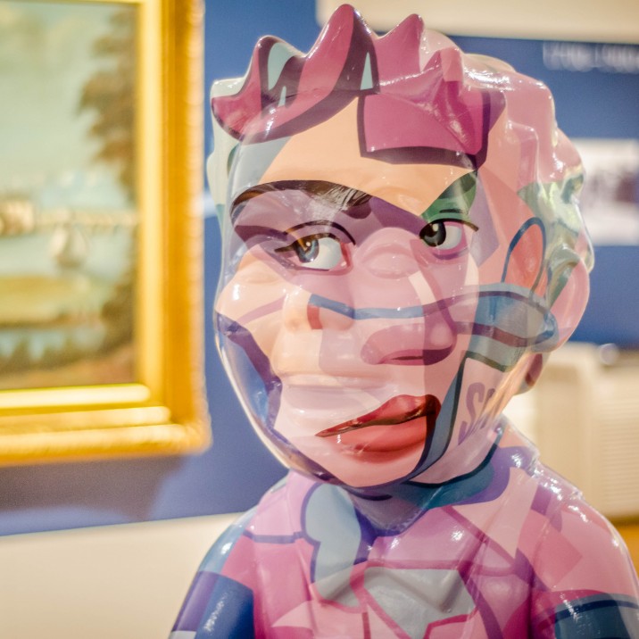 This perspective illusion shows the authoritative face of the artists mother when viewed from the right angle!