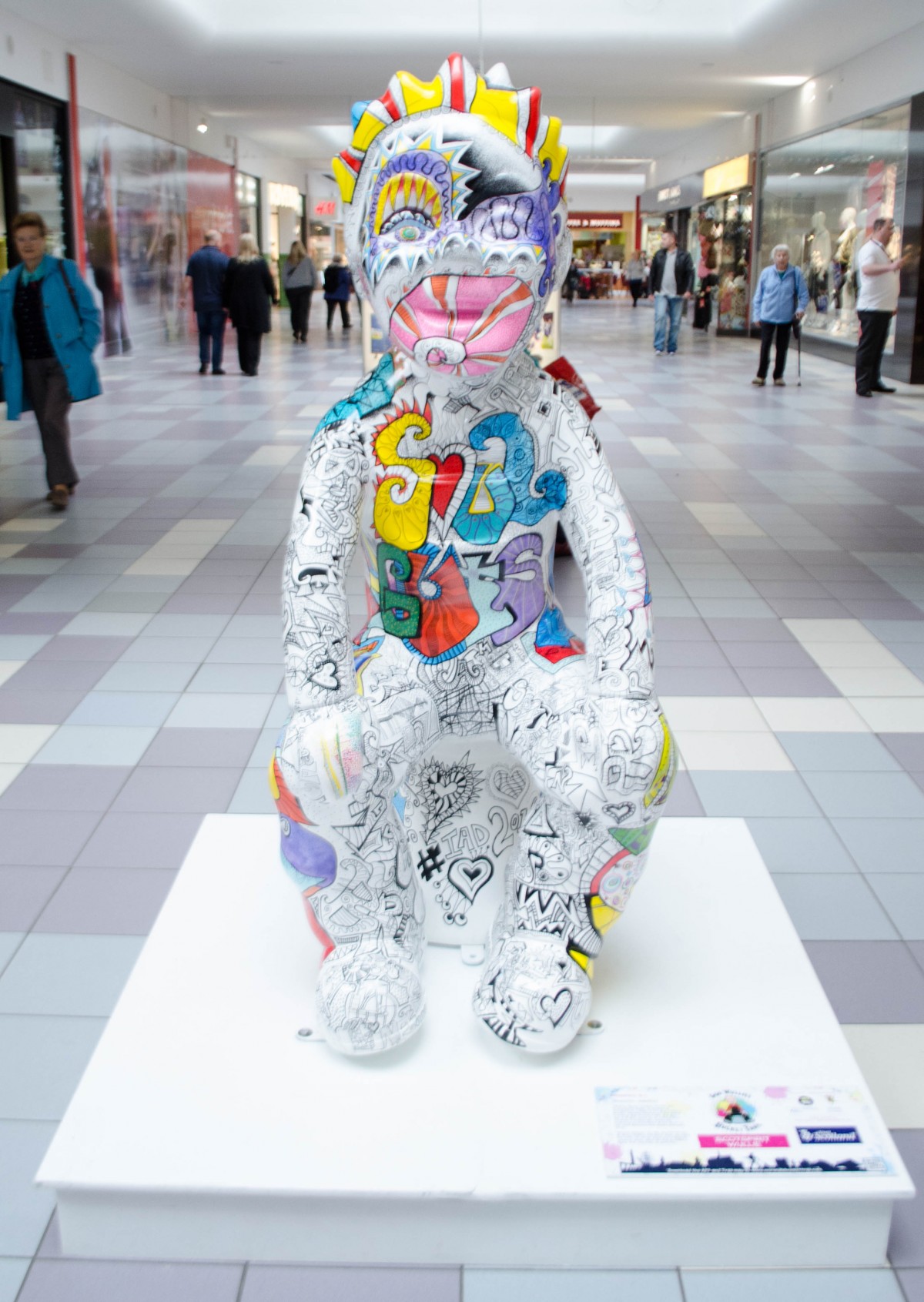 This ScotSpirit Wullie was designed by Vanessa Gibson.  Vanessa teaches art and design in a school in Fife. Her Wullie is covered in a poem that sums him up perfectly!