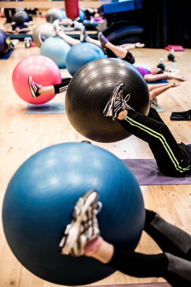 Fitness Core Stability balls in the air