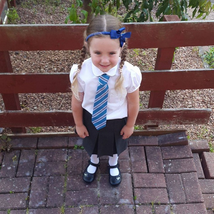 Denise sent this picture of Emily all ready for her first day at Our Lady's Primary School. Doesn't she look smart!