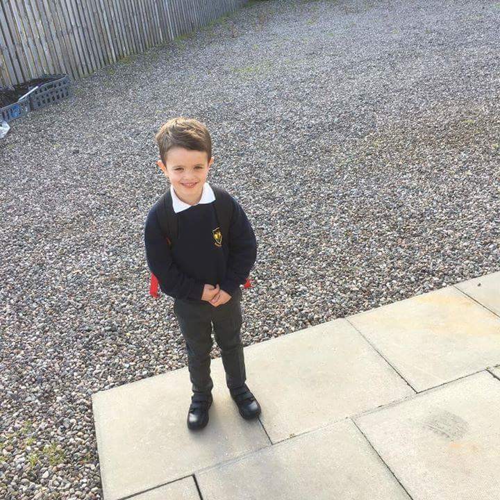 Lennon's proud Grannie sent this picture in of him all ready for starting Primary 1 at Burrelton Primary.
