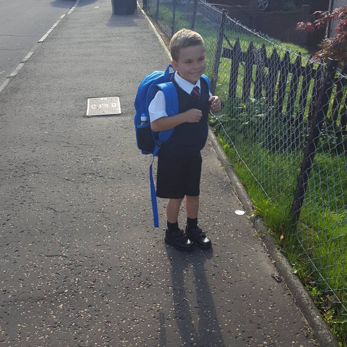 Debbie sent this picture of Finlay looking super smart and ready to head to Goodlyburn Primary for his very first day!