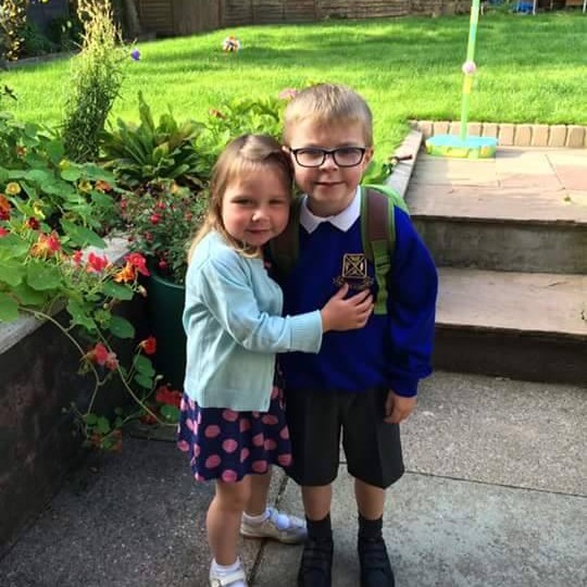 This made our hearts melt! Natalia sent this picture with her little boy all ready for his first day at school and his proud little sister giving him a good luck hug!