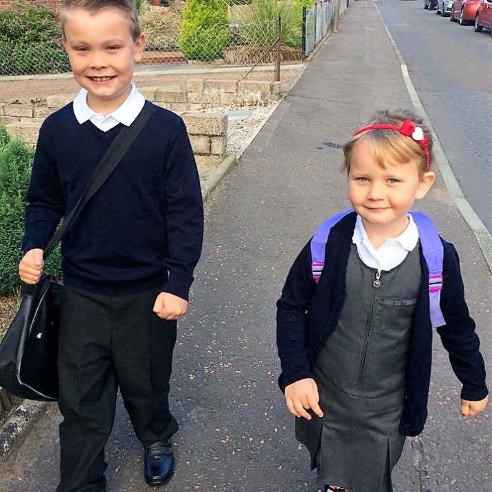 Donna sent in this adorable picture of her little girl being walked to school for her very first day by her super proud big brother!