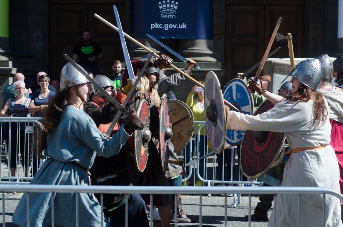 The sound of clashing metal as a sword fight ensued in the streets of Perth between some rowdy viking soldiers!
