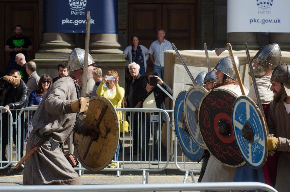 The vikings had their shields up and ready for a right good battle outside the Perth City Hall.