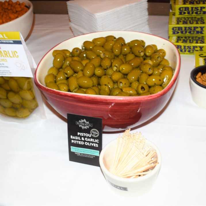 There was a selection of tasty olives, nuts and appetizers on offer.