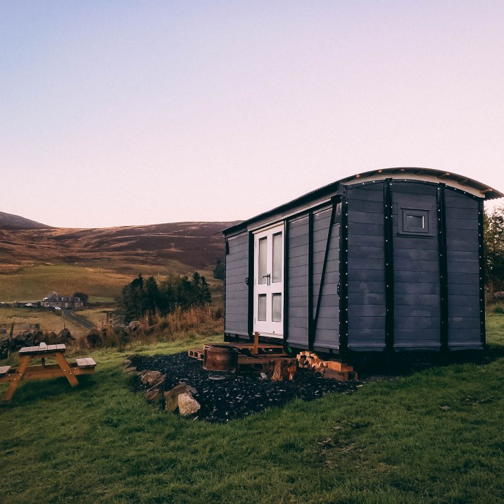 Old wagon at EcoCamp Glenshee Pertshhire Glamping at it's very best.