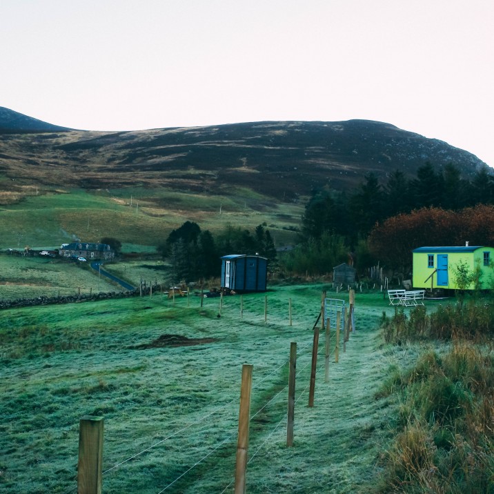 stunning views from glamping pod at Ecocamp Glenshee Perthshire