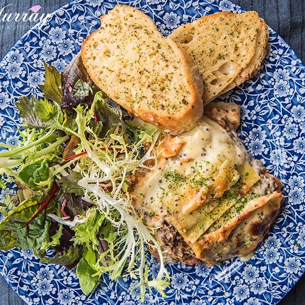 MCKAYS HAGGIS LASAGNE - Aerial View of Plate