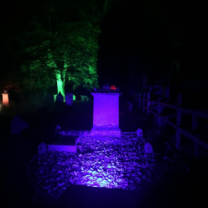 Spooky gravestones at Scone Palace's Twilight Illuminations.