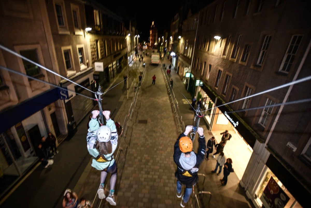 A zip wire in Perth's High Street was one of the highlights of this year's Halloween celebrations