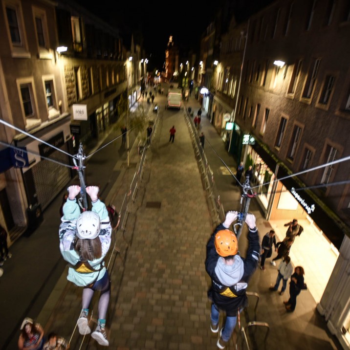 A zip wire in Perth's High Street was one of the highlights of this year's Halloween celebrations