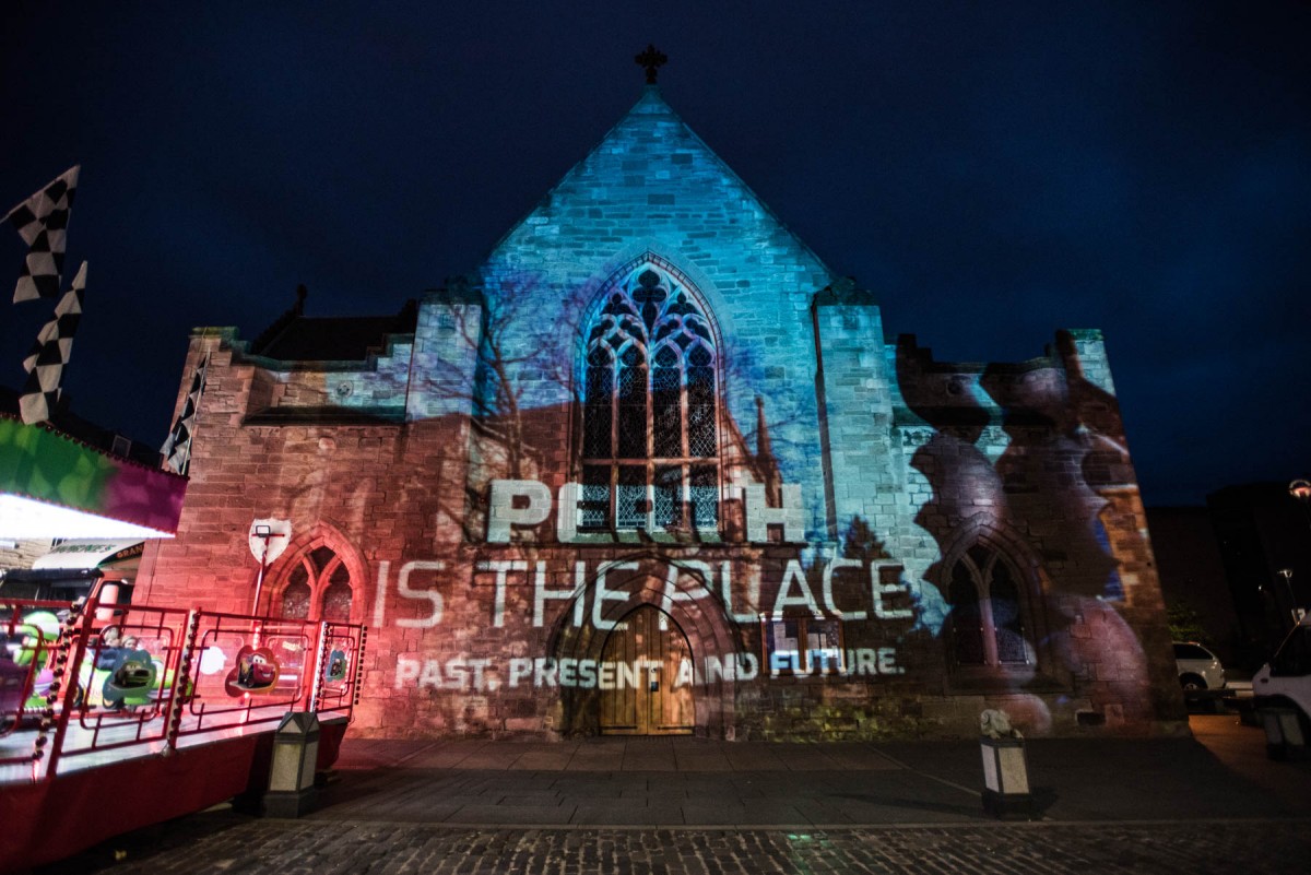 St John's Kirk was illuminated by a projection supporting the bid for UK City of Culture 2021
