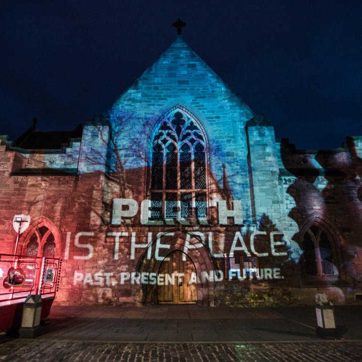 St John's Kirk was illuminated by a projection supporting the bid for UK City of Culture 2021