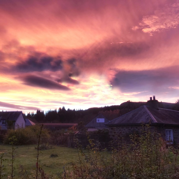 This picture by Evelyn kelly shows the beautiful purple sky above this countryside cottage.