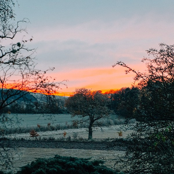 This beautiful field is showing the first signs of winter with the blanket of frost over the grass and the sun setting on a bitterly cold winters night in Perthshire.