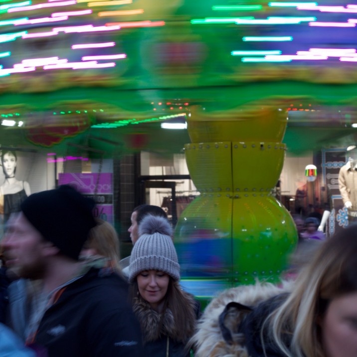 Jack captured the kids ride spinning around at the Christmas Light Switch On.