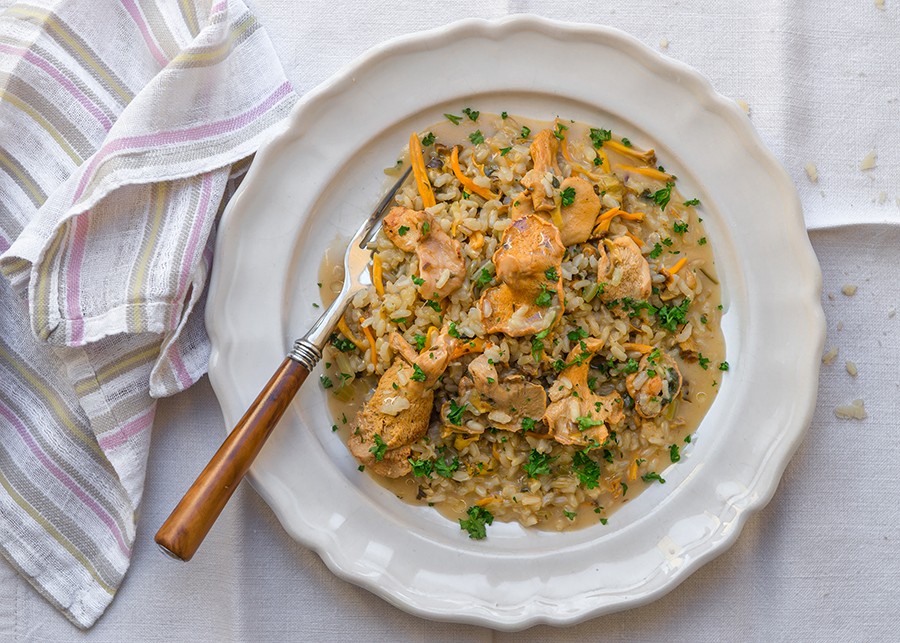 Chanterelle Risotto with Truffle Oil recipe vegetarian creamy risotto