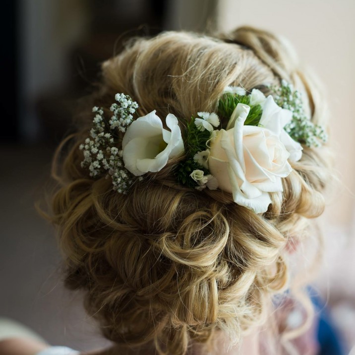 Kirsty MacPherson often uses real flowers to add the finishing touch to bridal hair.