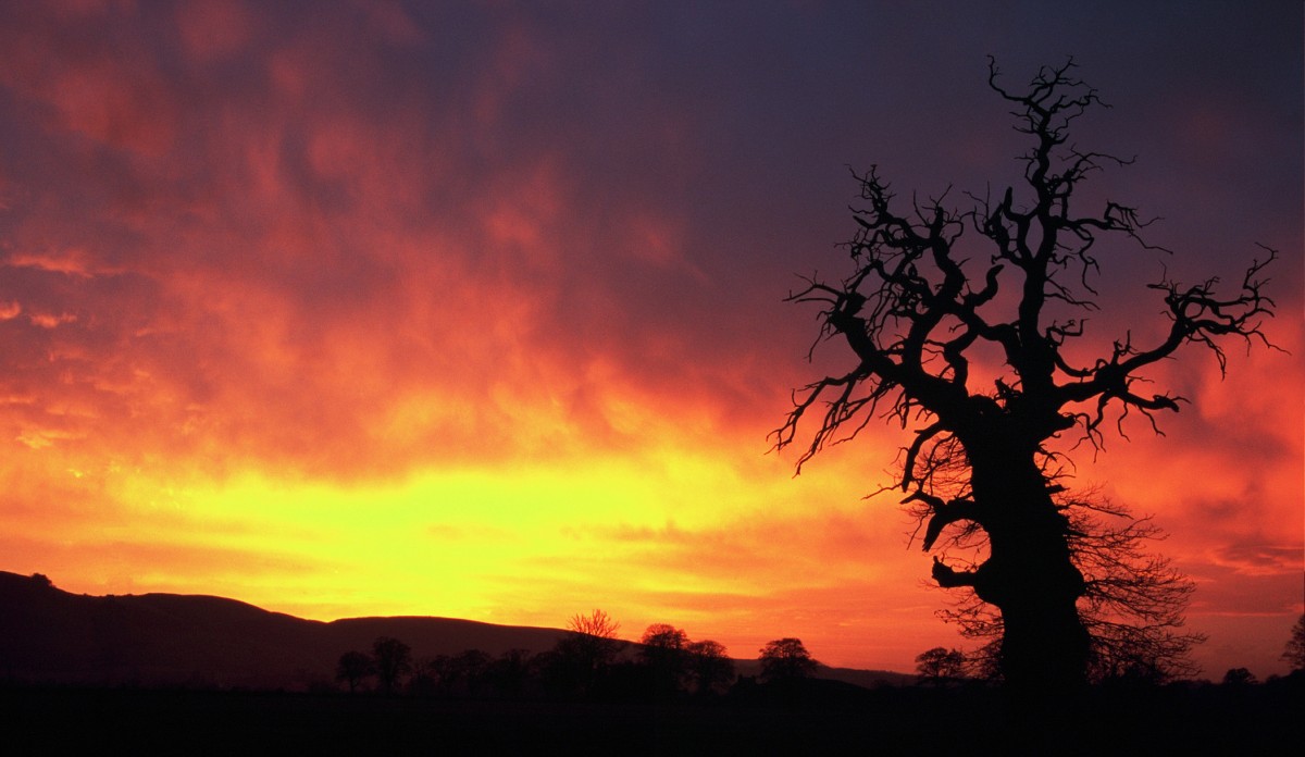 A burning sky over Bridge of Earn.