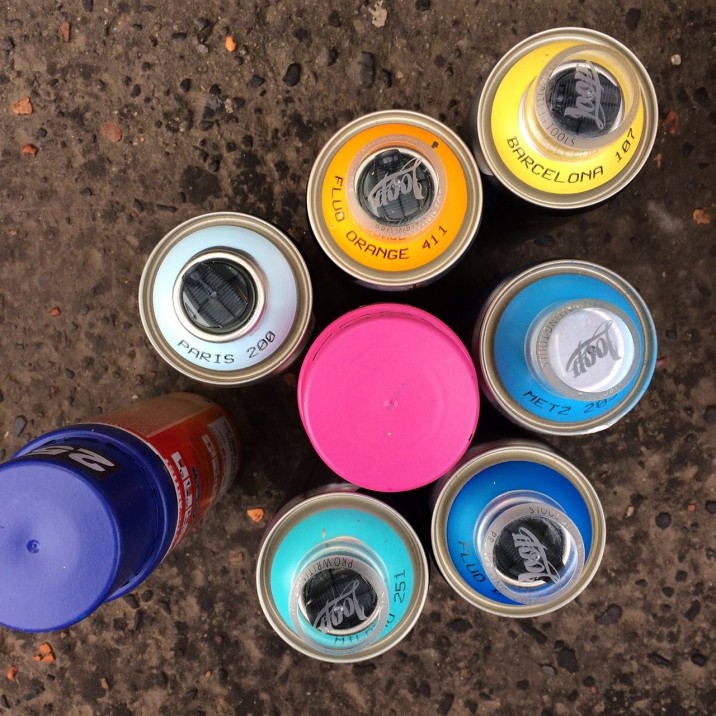 The bright spray paint colours help make the doors stand out and pop!