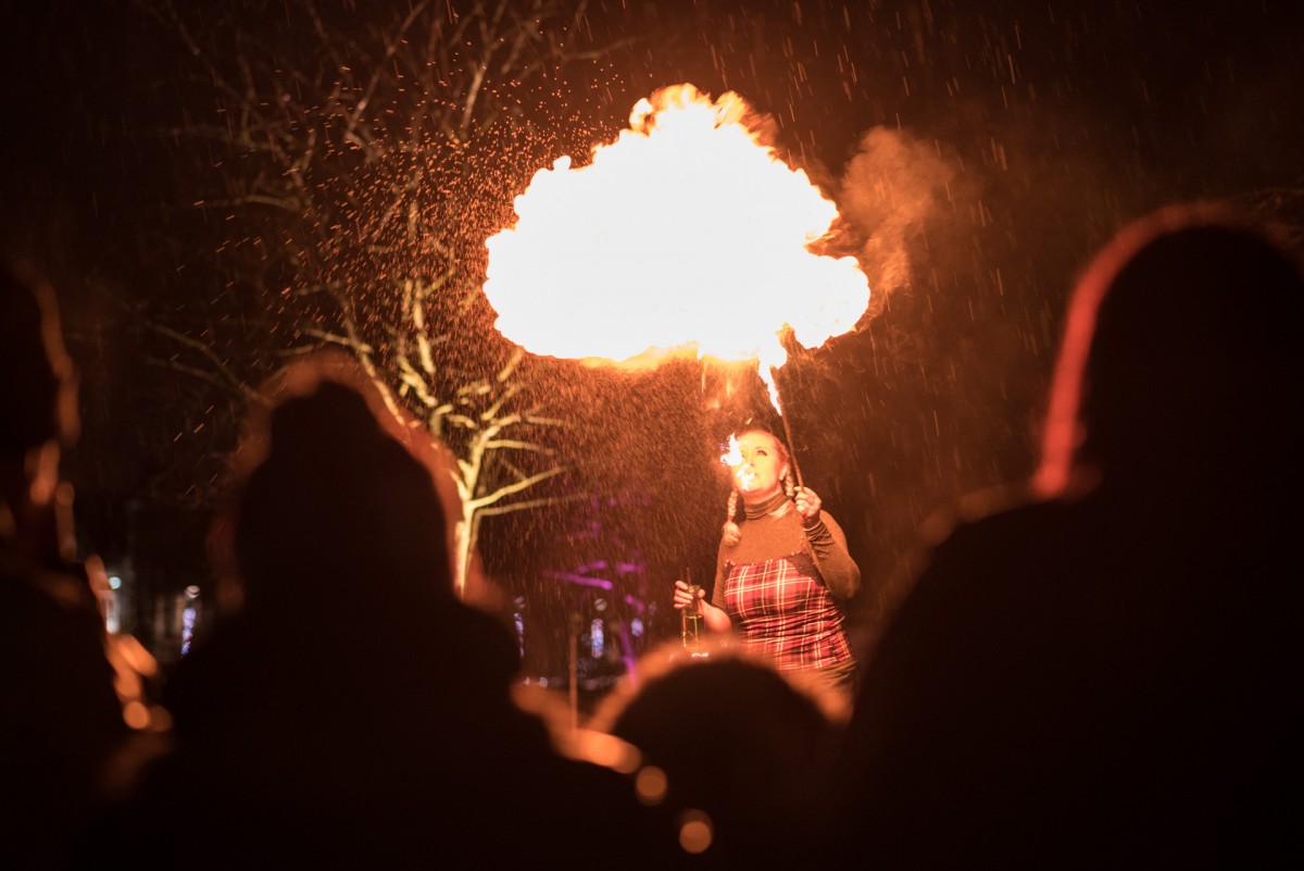 The entertainment added to the theme of light and colour with this amazing fire breathing!