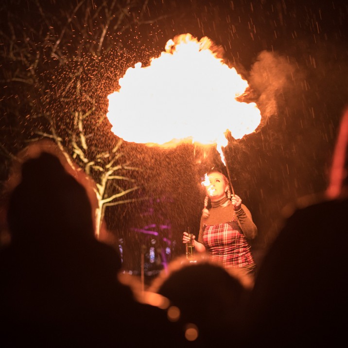 The entertainment added to the theme of light and colour with this amazing fire breathing!