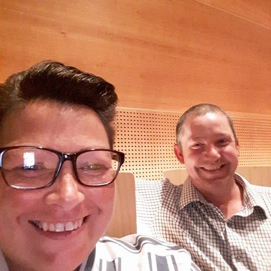 My husband Stuart and I on a rare night out together.  He has stuck with me through all of my illness and still puts up with me! Sent In by Pam