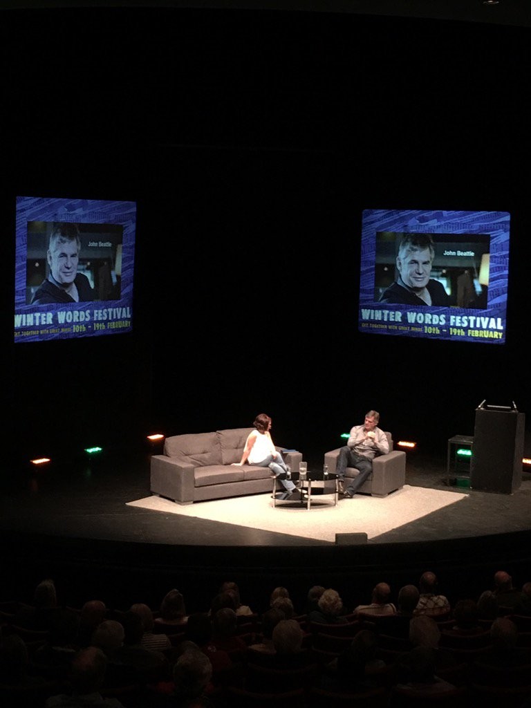 John Beattie on the stage during Winter Words.
