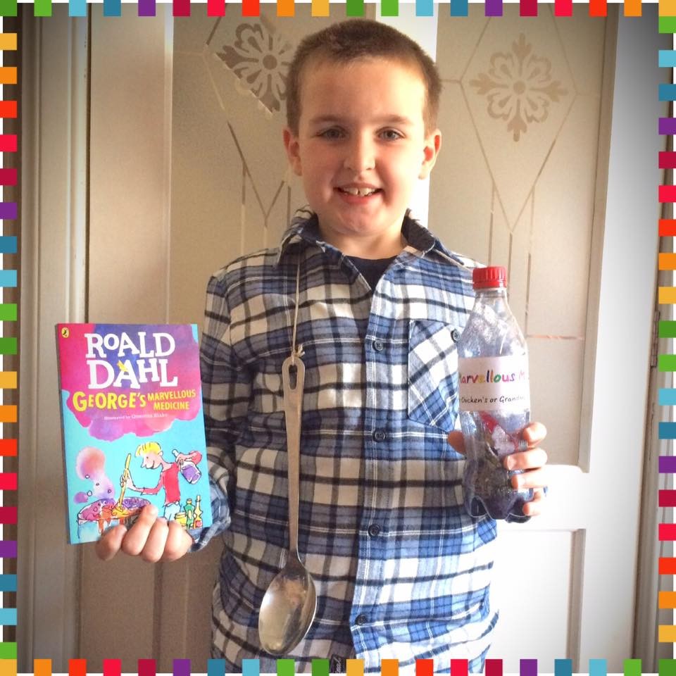 Lewis as George with his Marvellous Medicine!