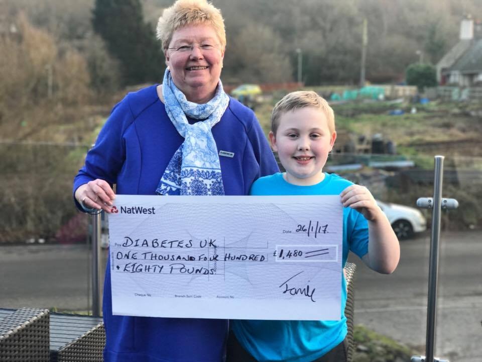 Jamie Thomson - Diabetes UK cheque