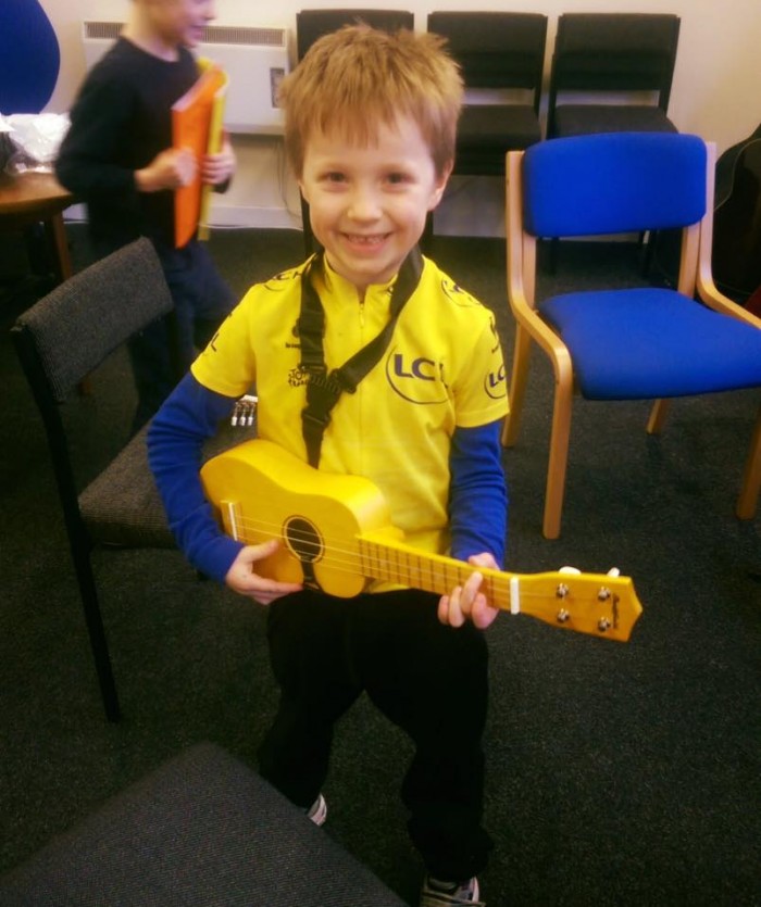 Ukelele boy in yellow