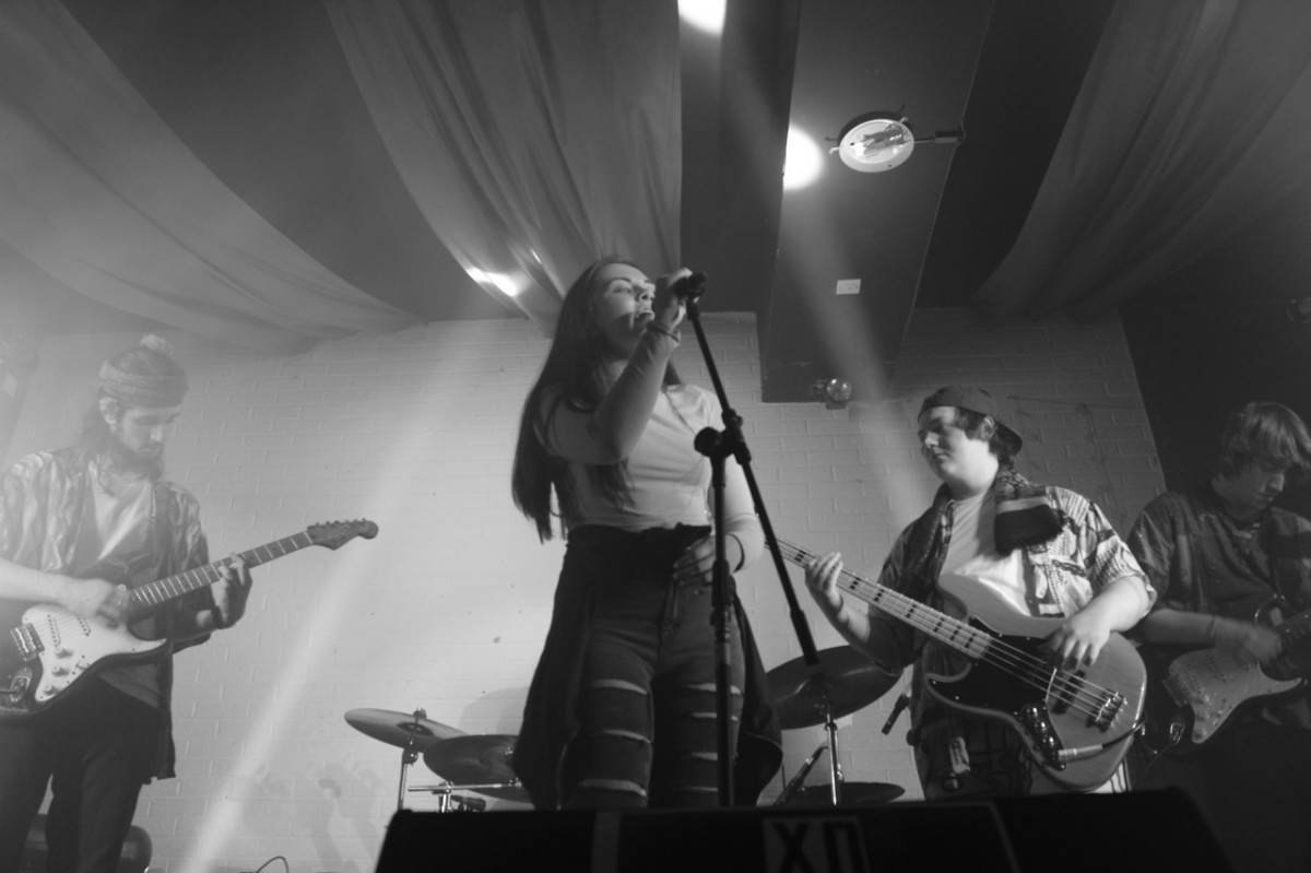 Black & White of gig at Redd