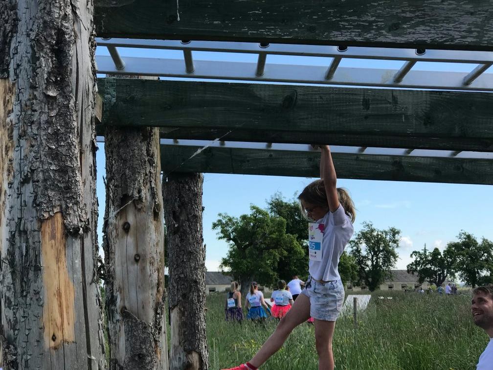 Climbing the monkey bars!