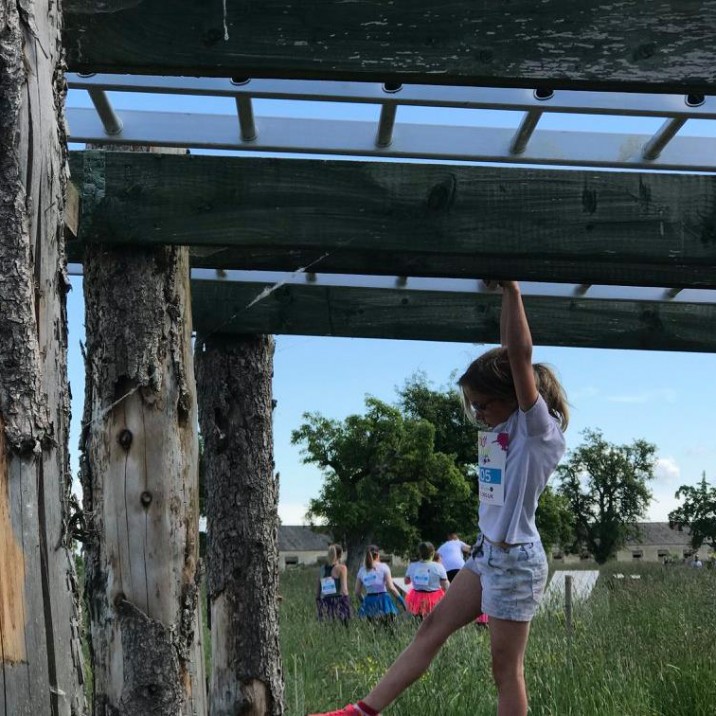 Climbing the monkey bars!